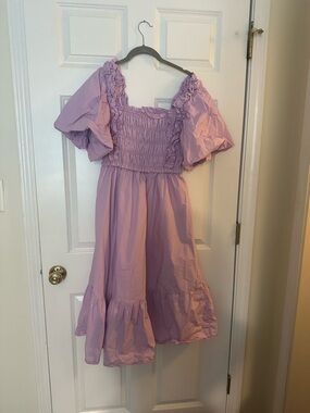English Factory Lilac Puff-Sleeve Maxi Dress